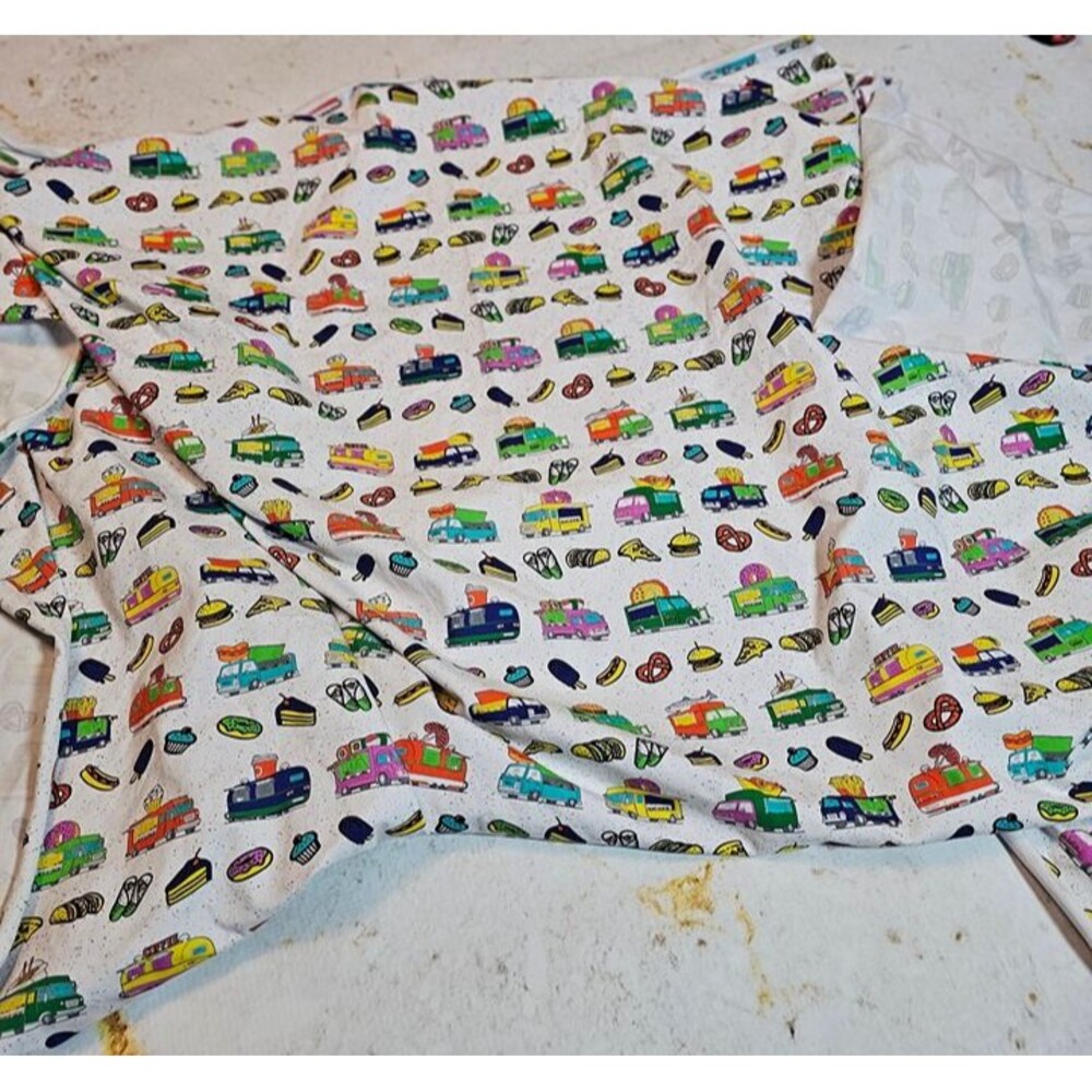 Colorful Food Truck 4-Way Stretch Fabric 60x36 Pizza Burger Donut Ice Cream Prin